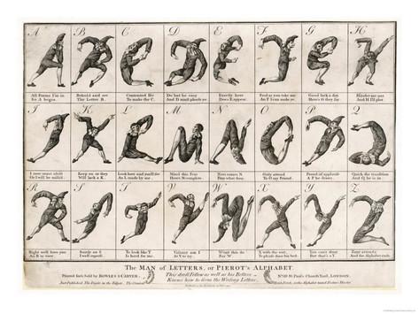 Alphabet drawing made with contortionist men.